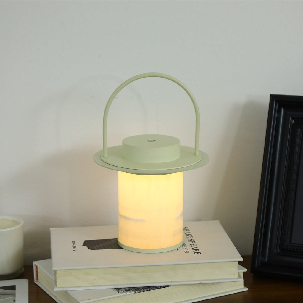 Lampe à poser moderne Styr en Albâtre Chrome et blanc