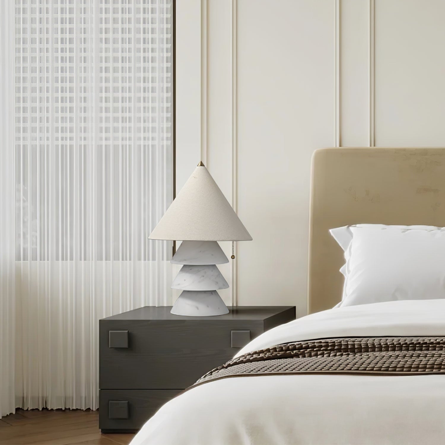 Lampe à poser moderne Olaus en Onyx, Jade Carrara blanc