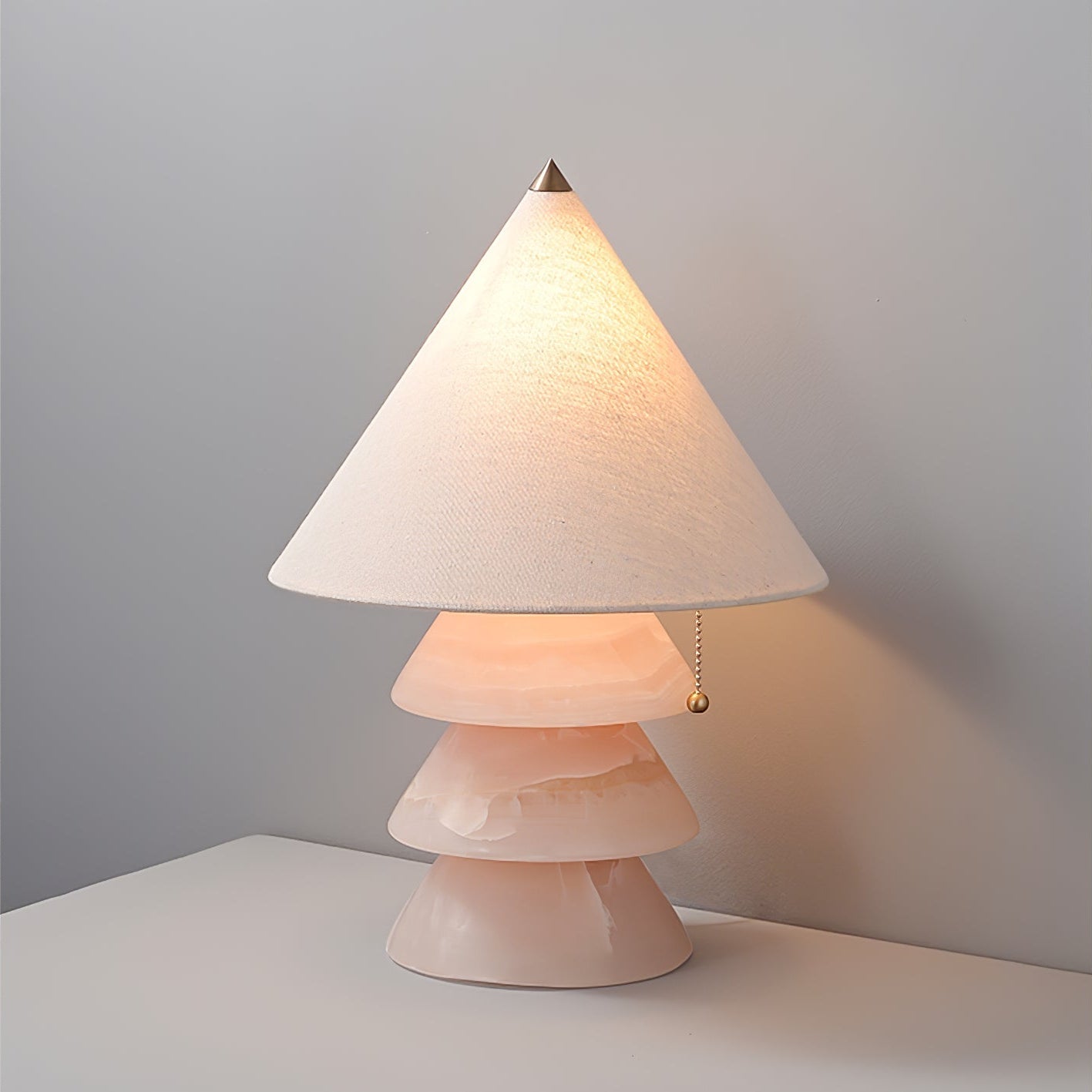 Lampe à poser moderne Olaus en Onyx, Jade Carrara blanc