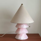 Lampe à poser moderne Olaus en Onyx, Jade Carrara blanc