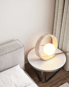 Lampe à poser moderne Hilding en Travertin jaune et blanc