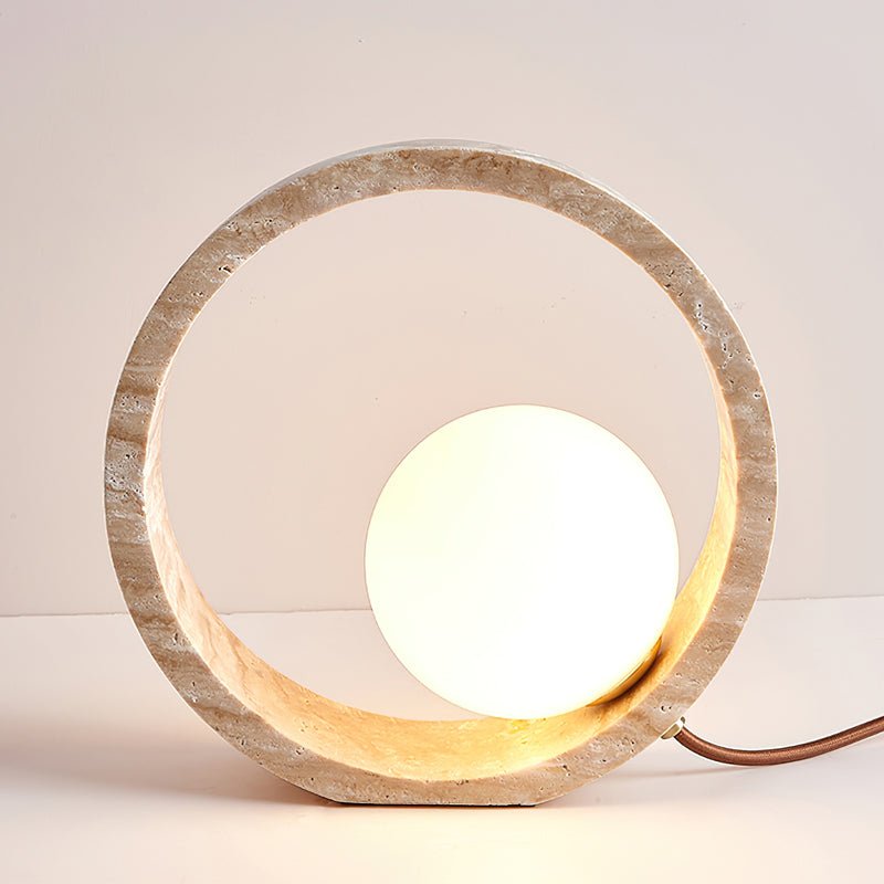 Lampe à poser moderne Hilding en Travertin jaune et blanc
