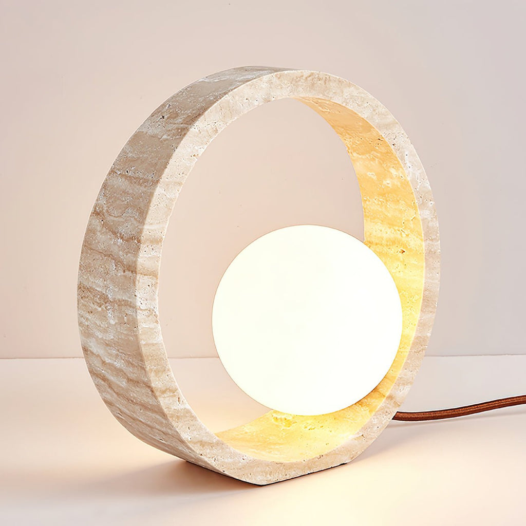 Lampe à poser moderne Hilding en Travertin jaune et blanc