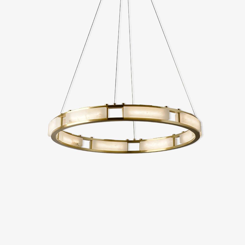 Lustre moderne Jareth en Albâtre Laiton et blanc