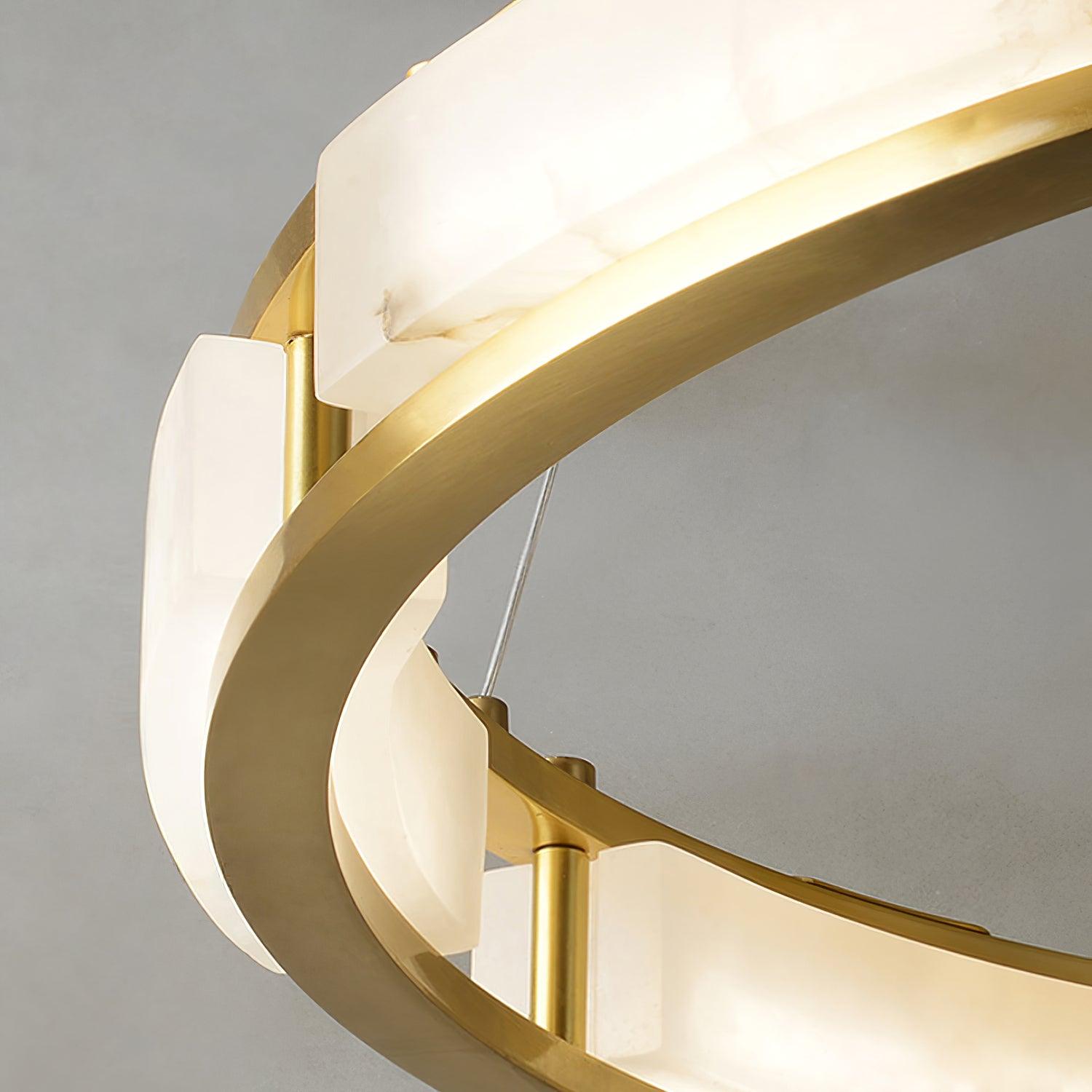 Lustre moderne Jareth en Albâtre Laiton et blanc