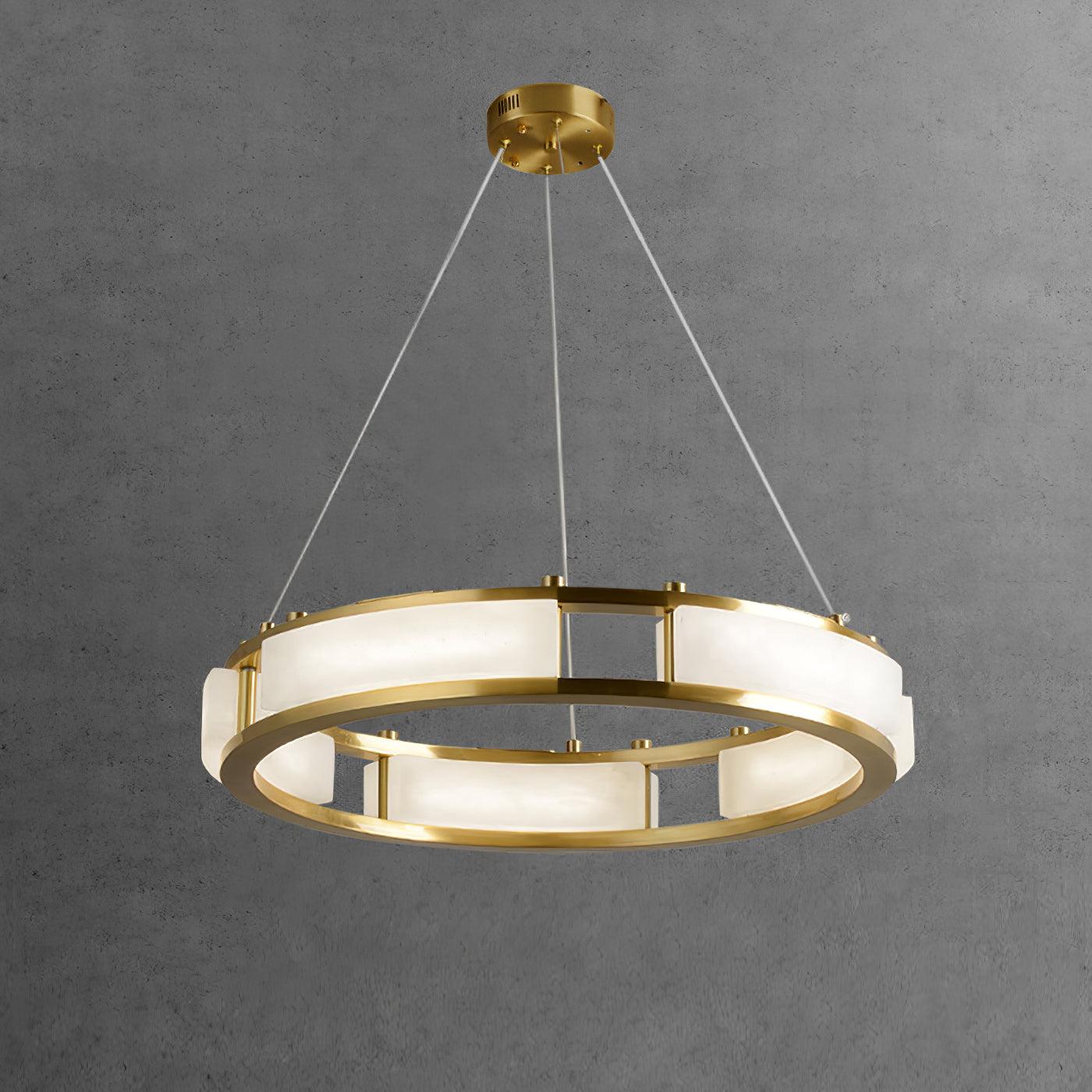 Lustre moderne Jareth en Albâtre Laiton et blanc