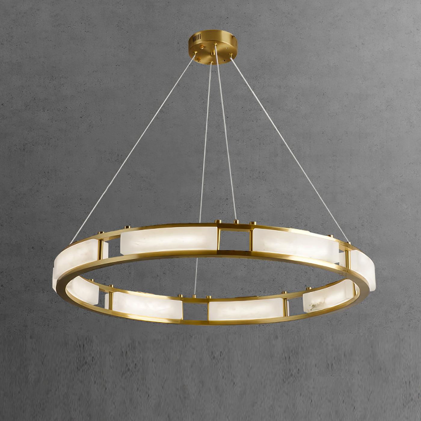 Lustre moderne Jareth en Albâtre Laiton et blanc