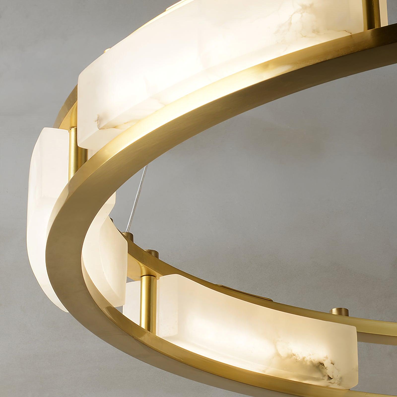 Lustre moderne Jareth en Albâtre Laiton et blanc