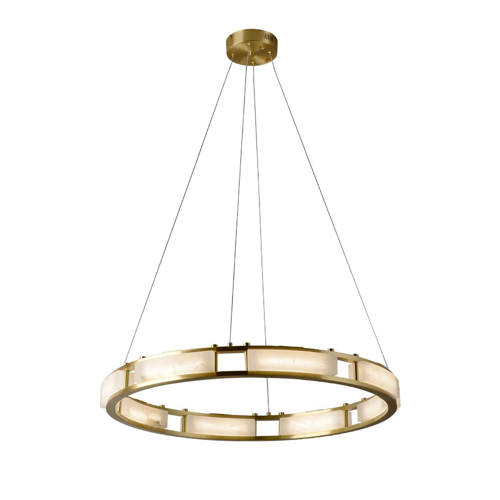 Lustre moderne Jareth en Albâtre Laiton et blanc