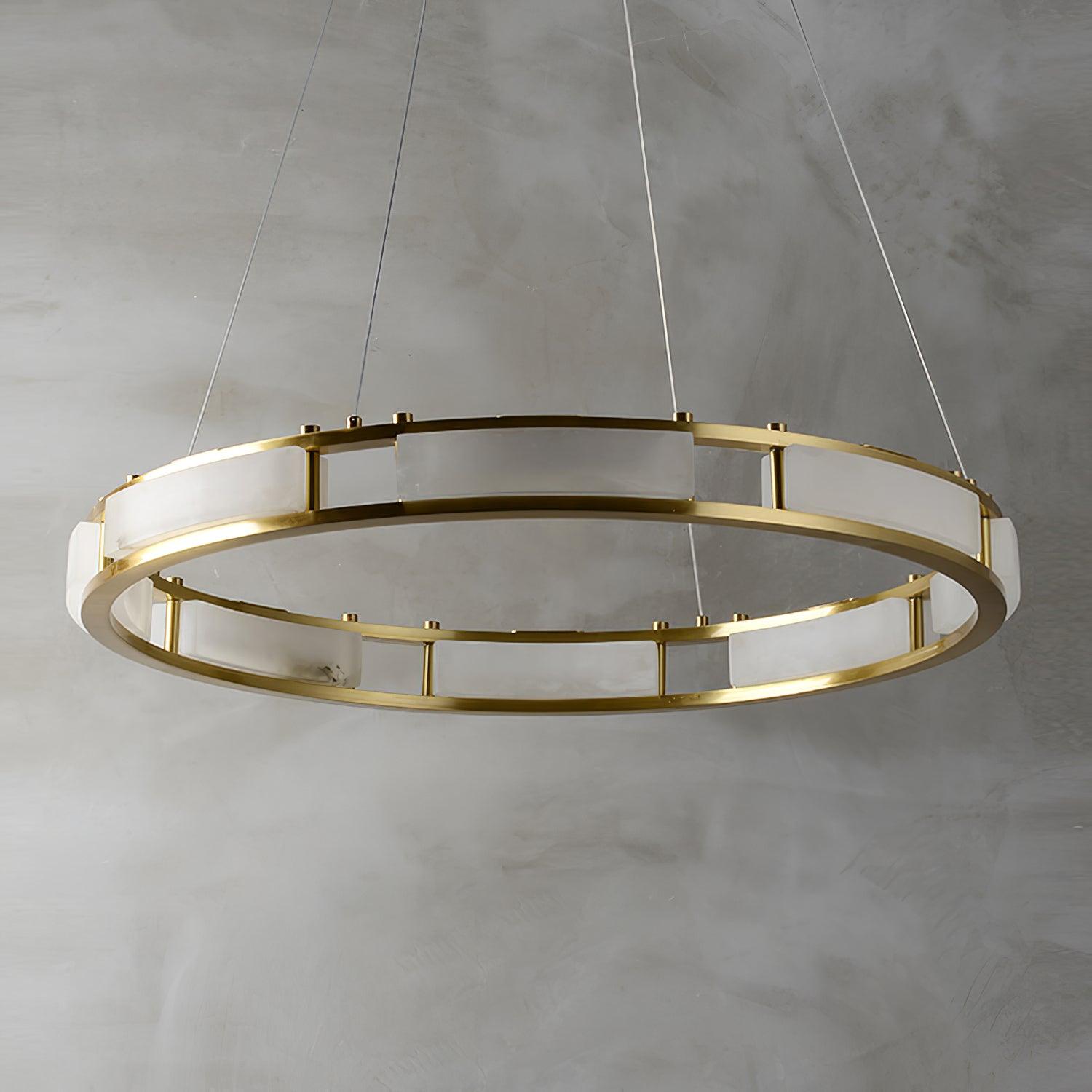 Lustre moderne Jareth en Albâtre Laiton et blanc