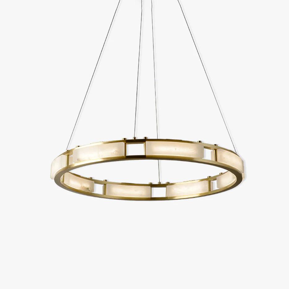 Lustre moderne Jareth en Albâtre Laiton et blanc