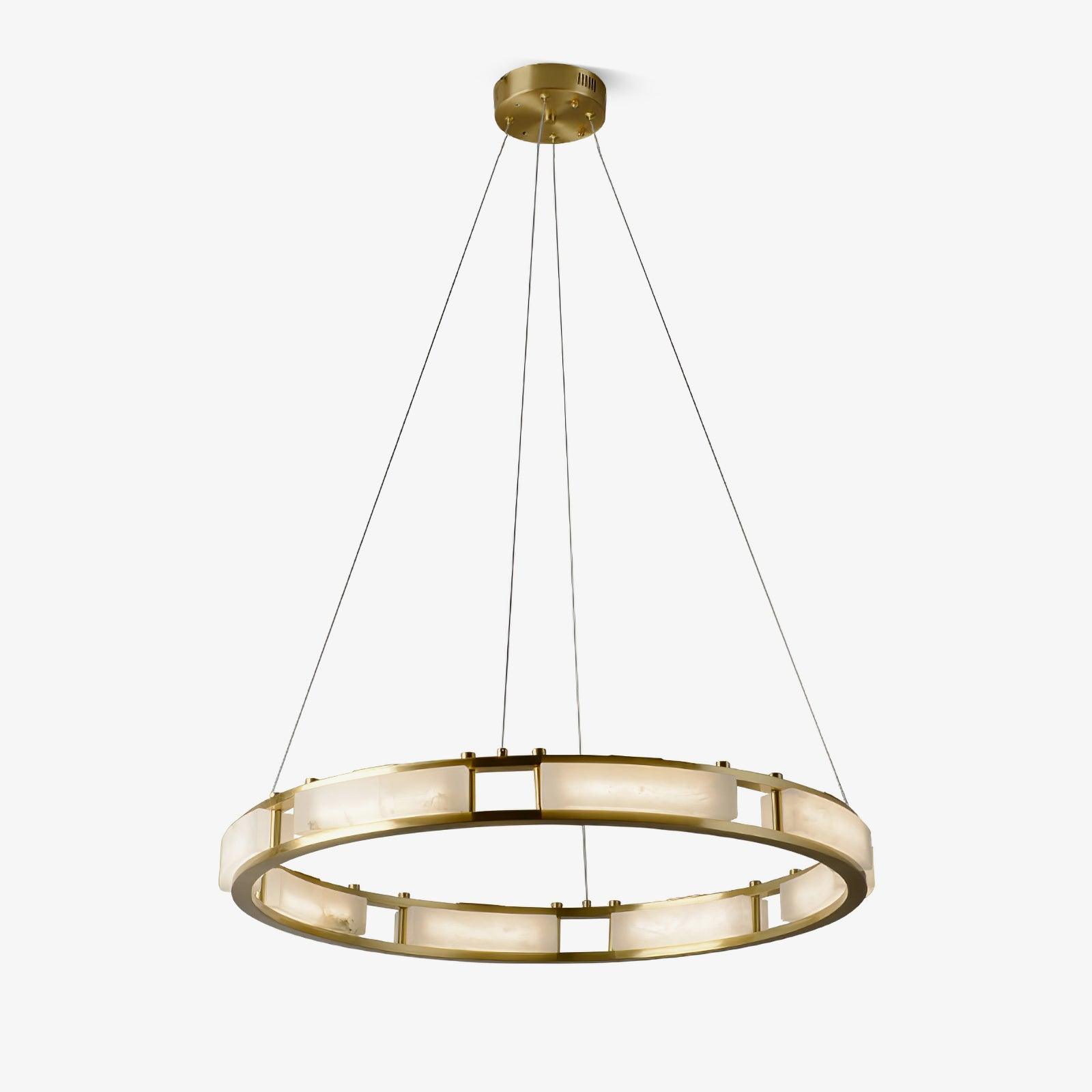 Lustre moderne Jareth en Albâtre Laiton et blanc