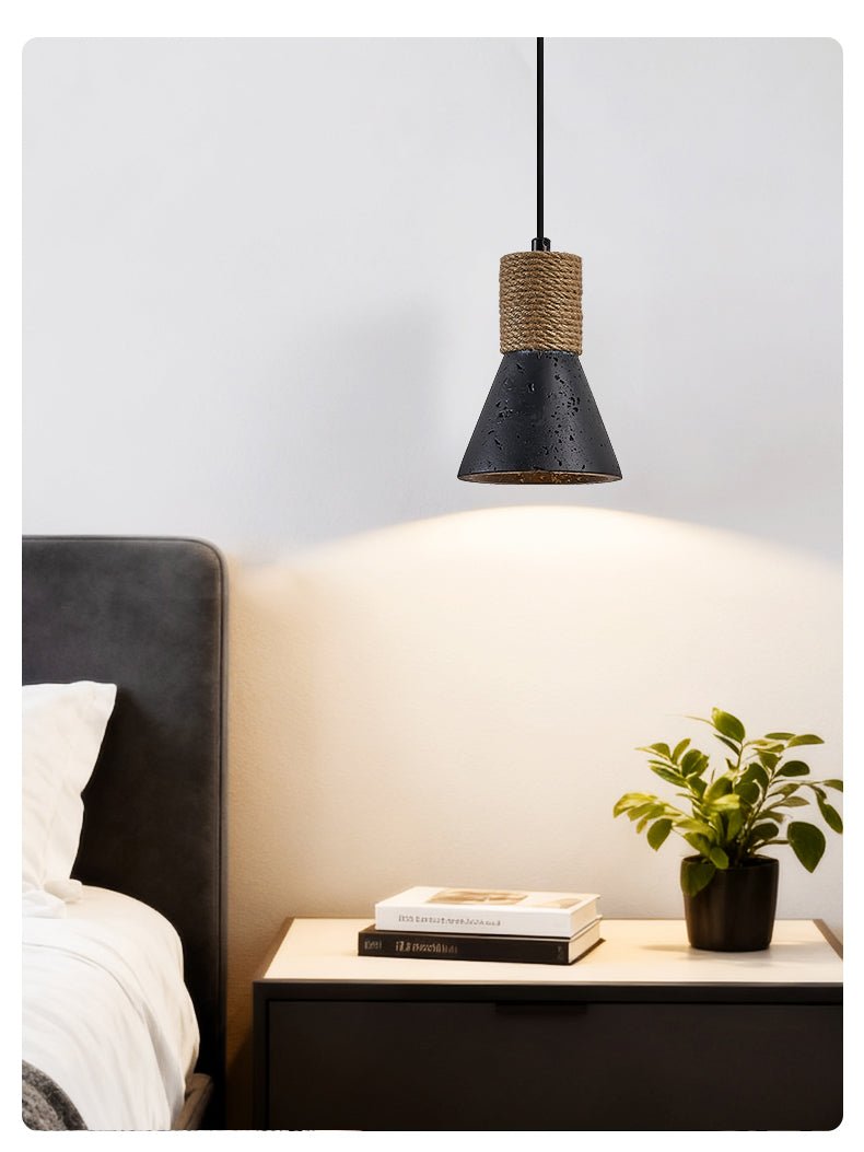 Suspension moderne Alef en Noir travertin