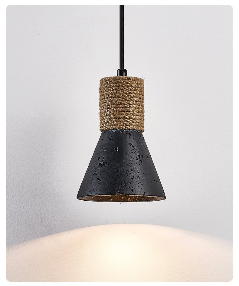 Suspension moderne Alef en Noir travertin