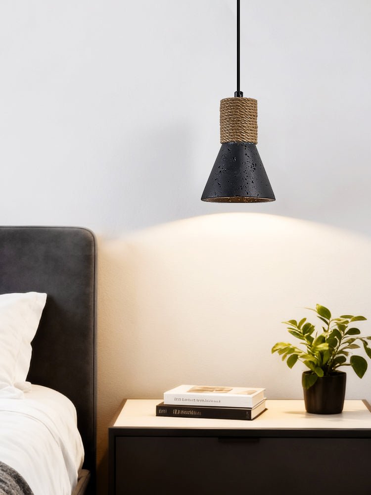 Suspension moderne Alef en Noir travertin