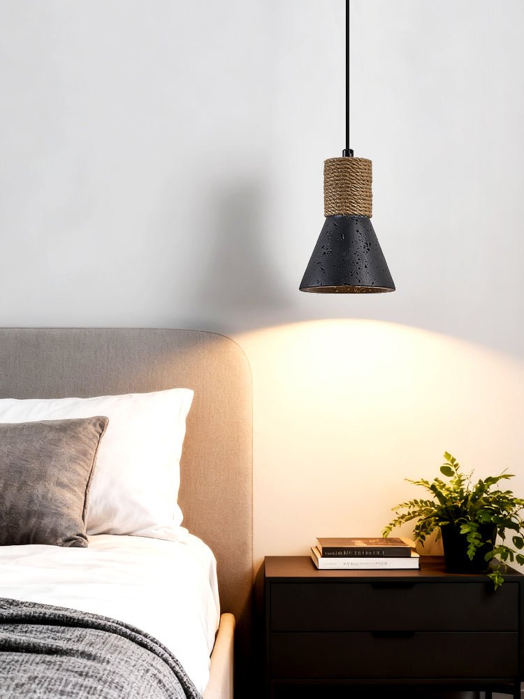 Suspension moderne Alef en Noir travertin