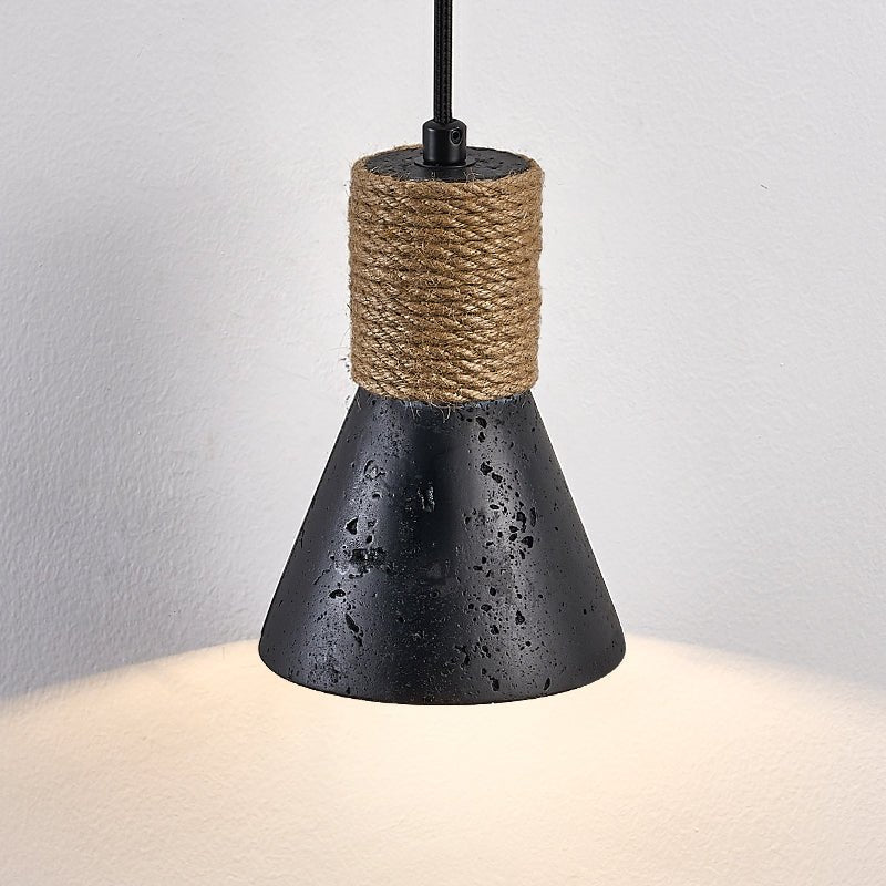 Suspension moderne Alef en Noir travertin