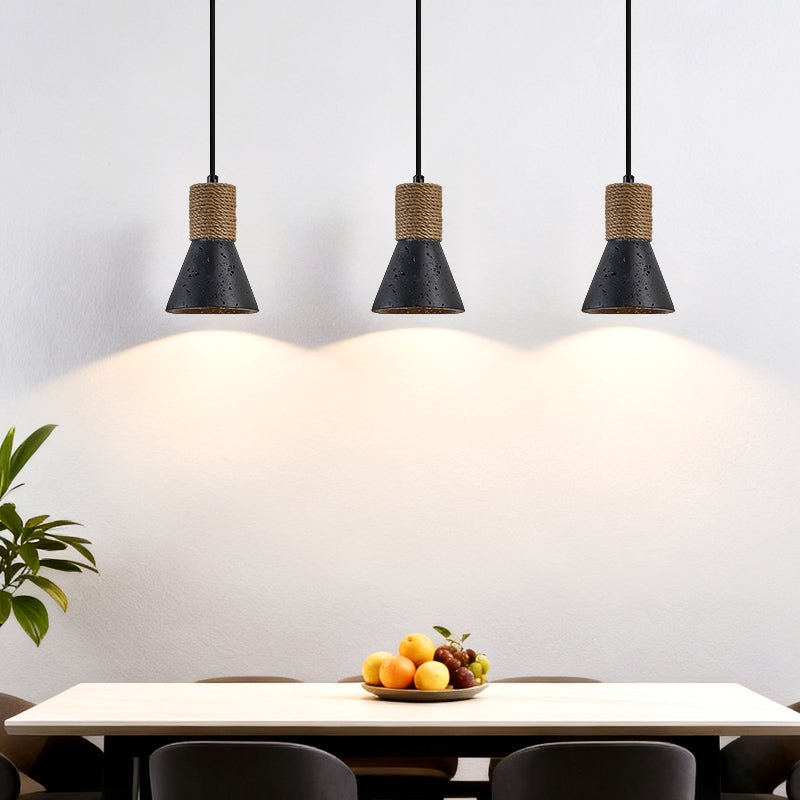 Suspension moderne Alef en Noir travertin