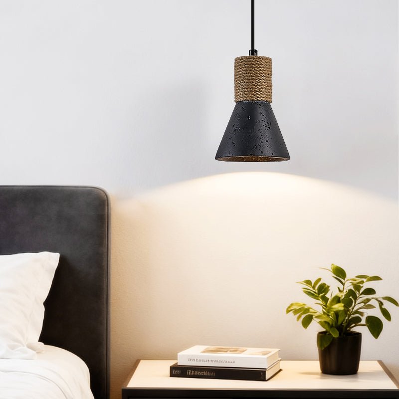 Suspension moderne Alef en Noir travertin