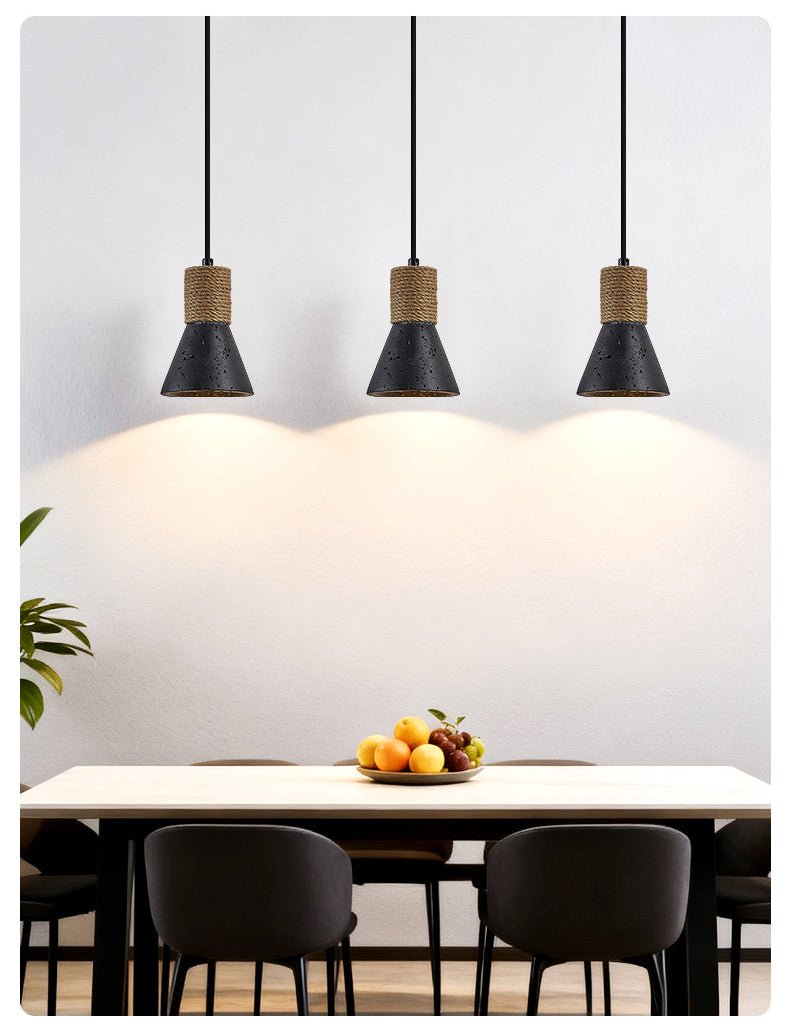Suspension moderne Alef en Noir travertin