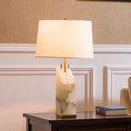 Lampe à poser moderne Ward en Doré et blanc albâtre