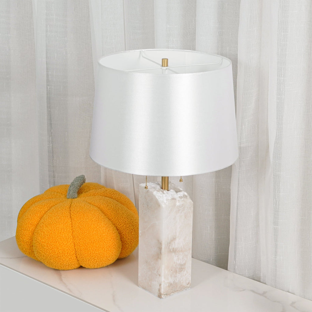 Lampe à poser moderne Ward en Doré et blanc albâtre