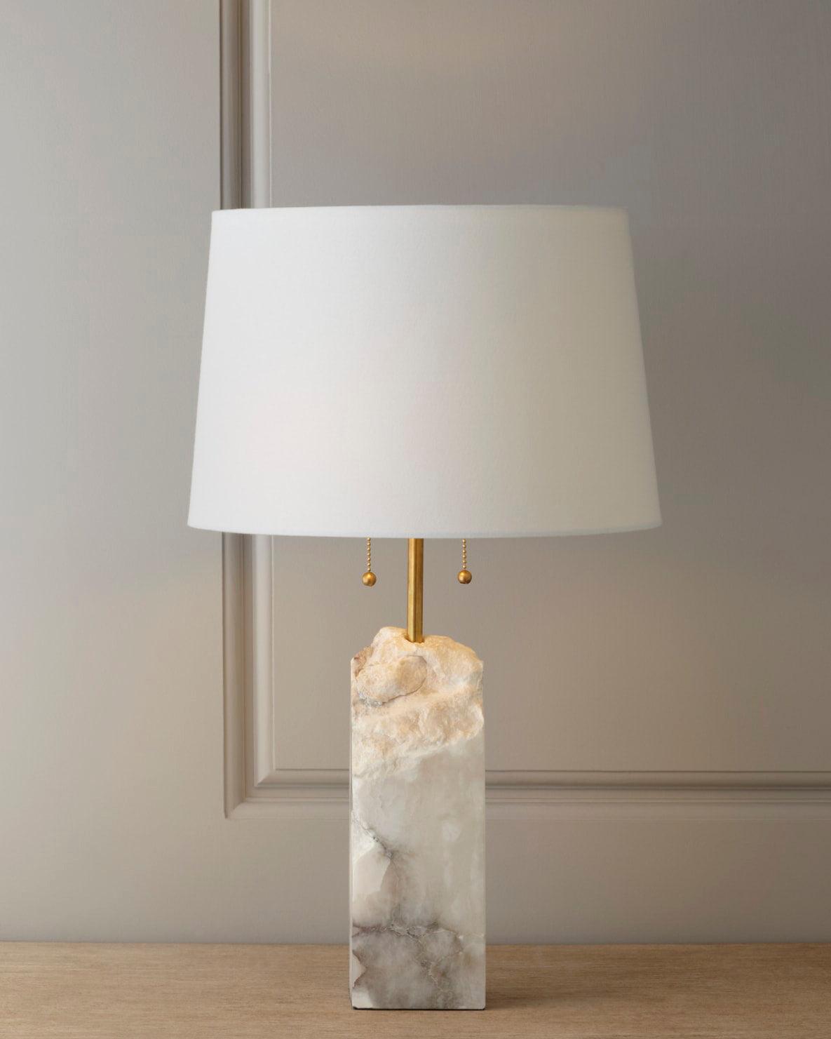 Lampe à poser moderne Ward en Doré et blanc albâtre