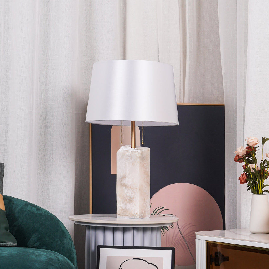 Lampe à poser moderne Ward en Doré et blanc albâtre