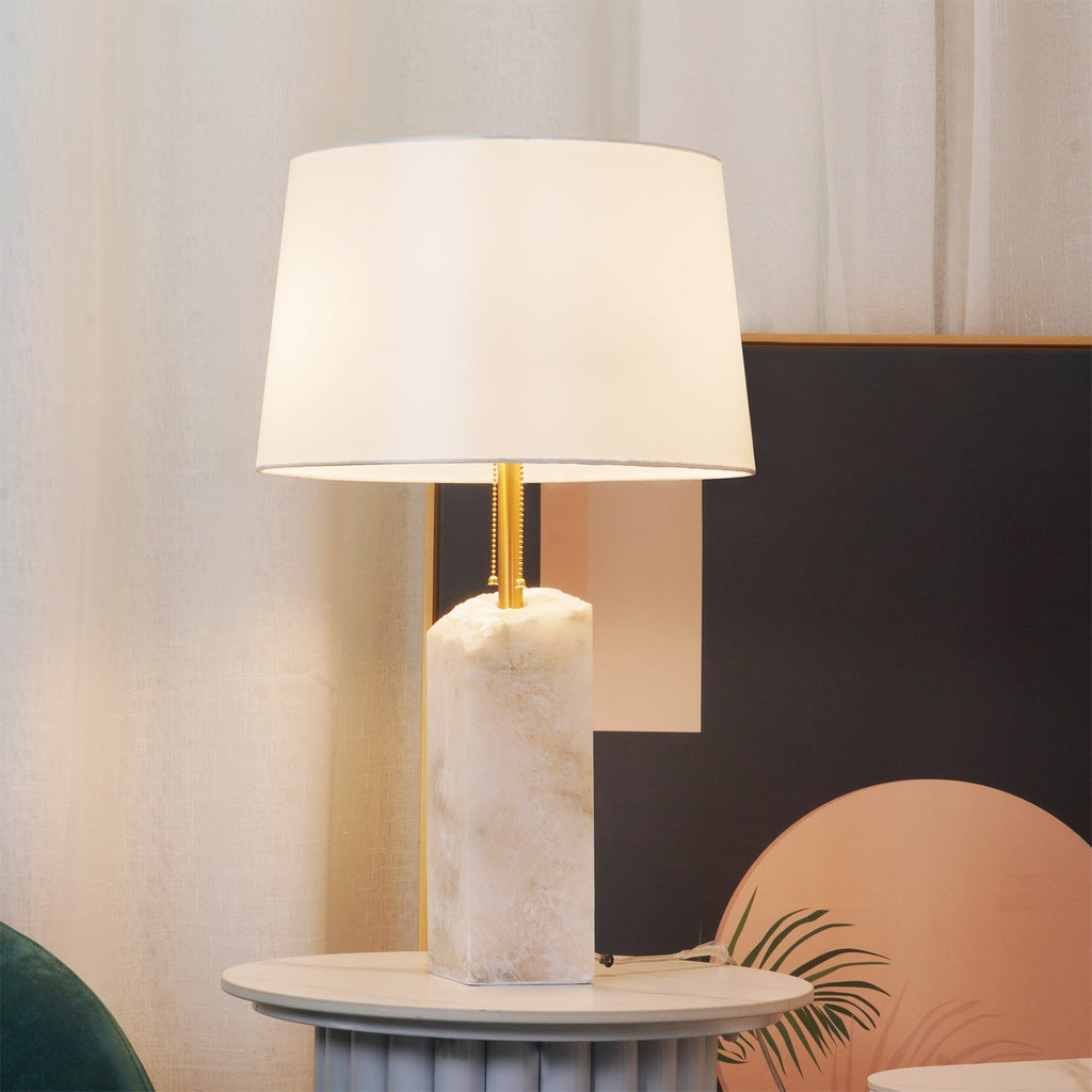 Lampe à poser moderne Ward en Doré et blanc albâtre