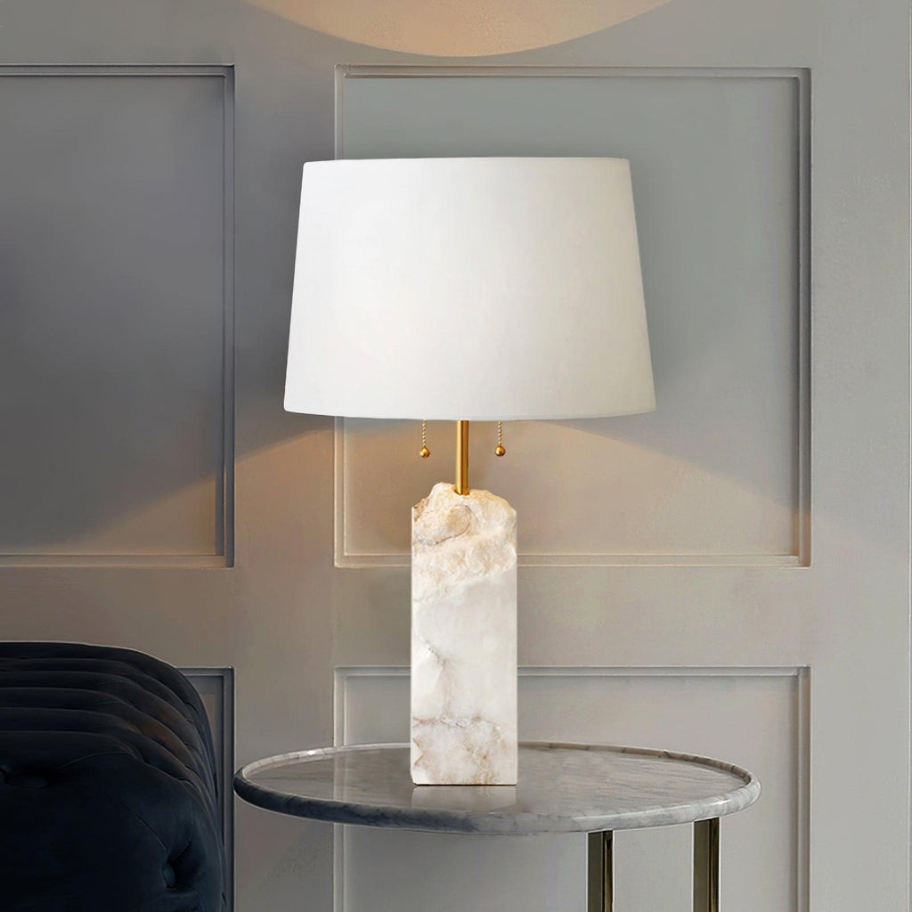 Lampe à poser moderne Ward en Doré et blanc albâtre