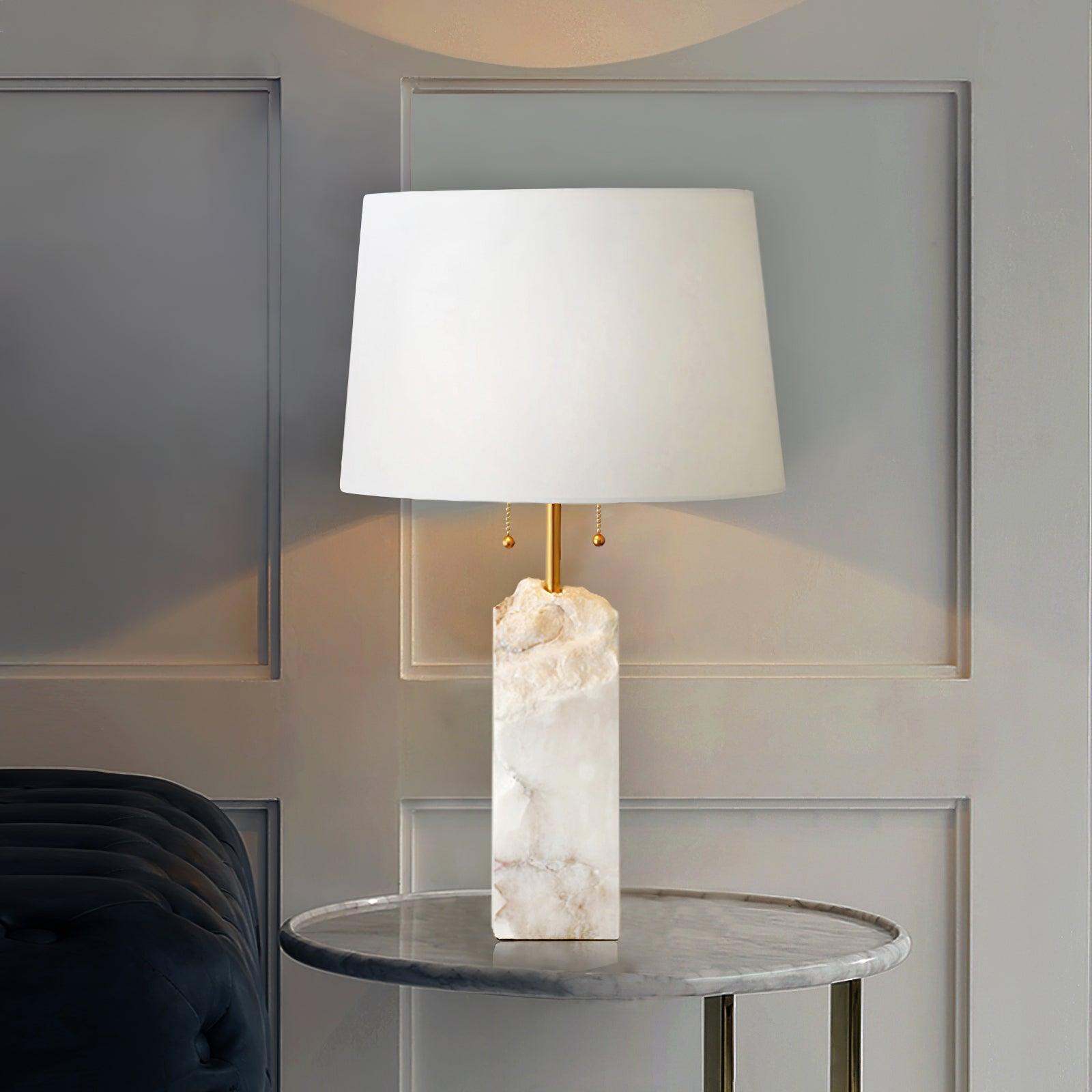 Lampe à poser moderne Ward en Doré et blanc albâtre