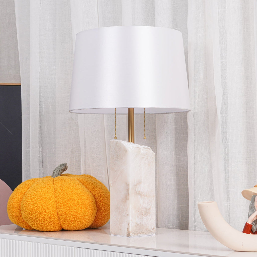 Lampe à poser moderne Ward en Doré et blanc albâtre