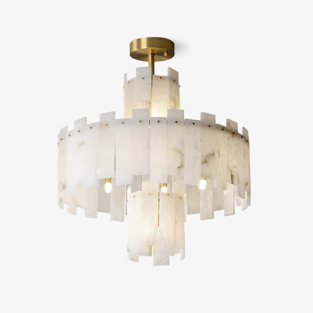 Lustre moderne Aidric en Laiton et albâtre blanc