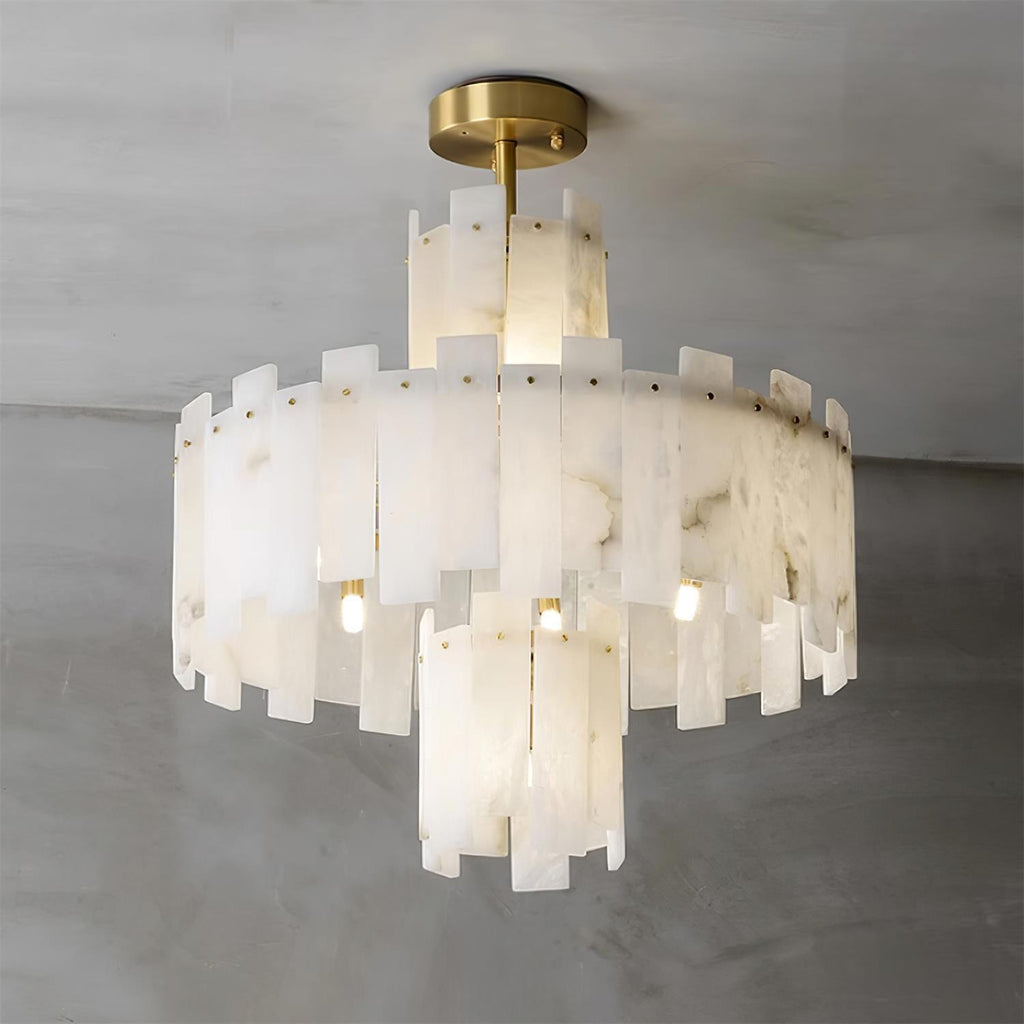 Lustre moderne Aidric en Laiton et albâtre blanc