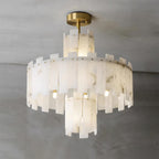 Lustre moderne Aidric en Laiton et albâtre blanc