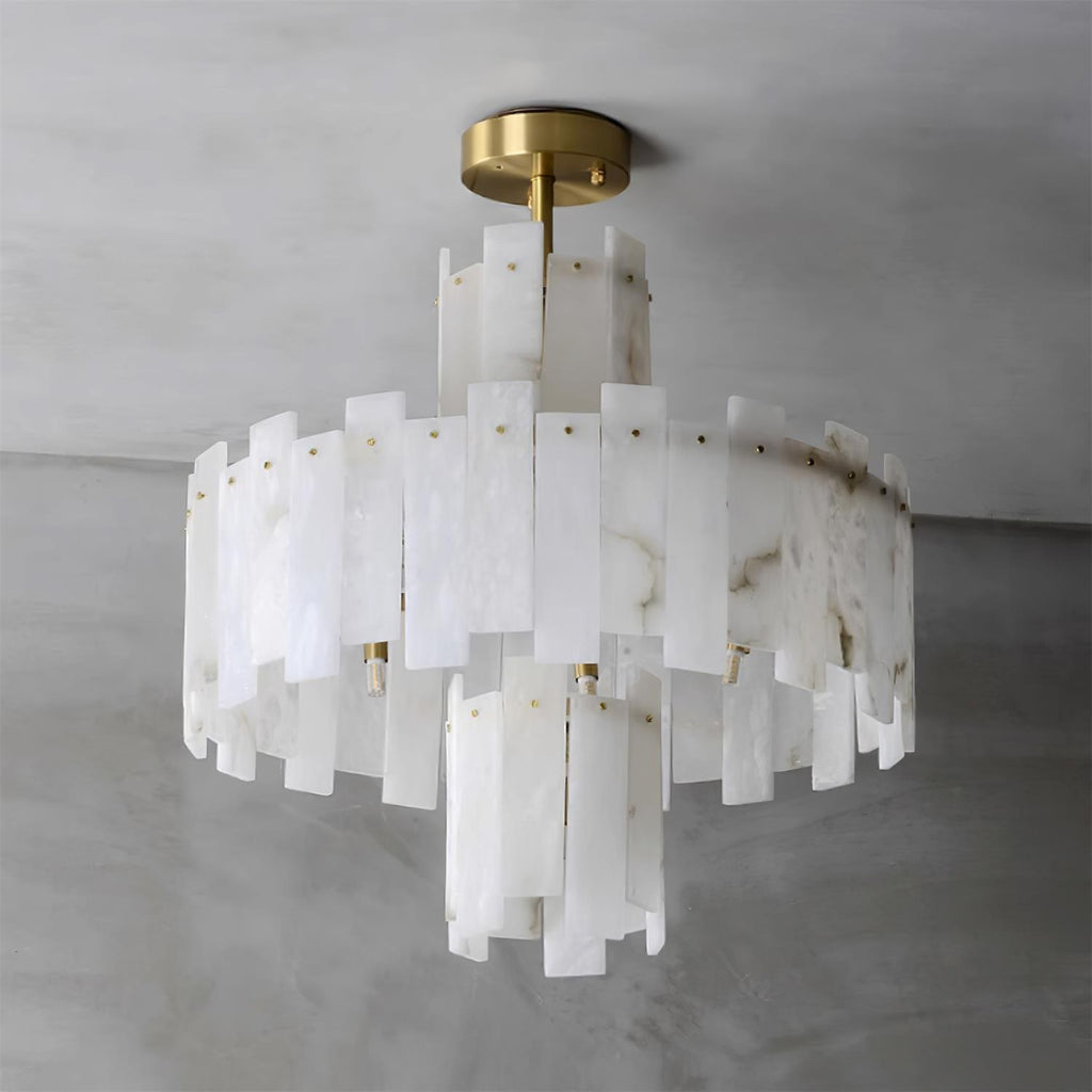 Lustre moderne Aidric en Laiton et albâtre blanc