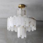 Lustre moderne Aidric en Laiton et albâtre blanc