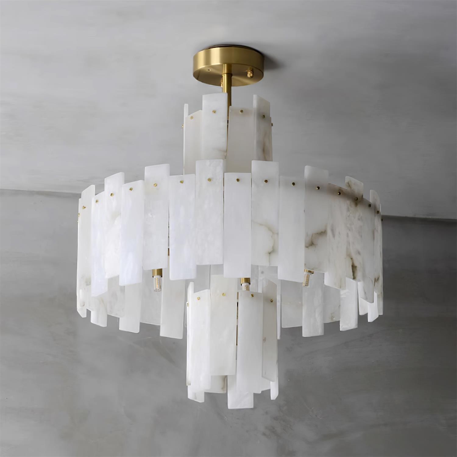 Lustre moderne Aidric en Laiton et albâtre blanc