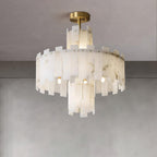 Lustre moderne Aidric en Laiton et albâtre blanc