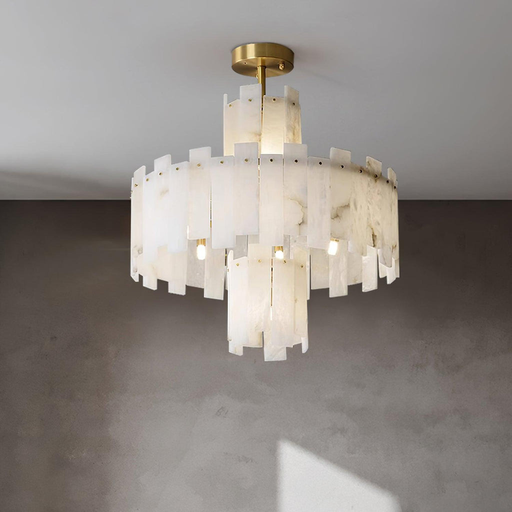 Lustre moderne Aidric en Laiton et albâtre blanc