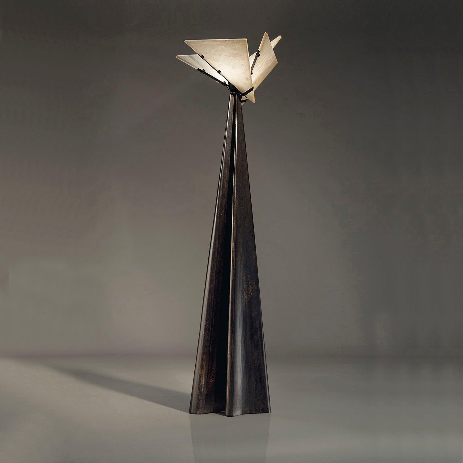 Lampadaire moderne Galin en Albâtre Noir et blanc