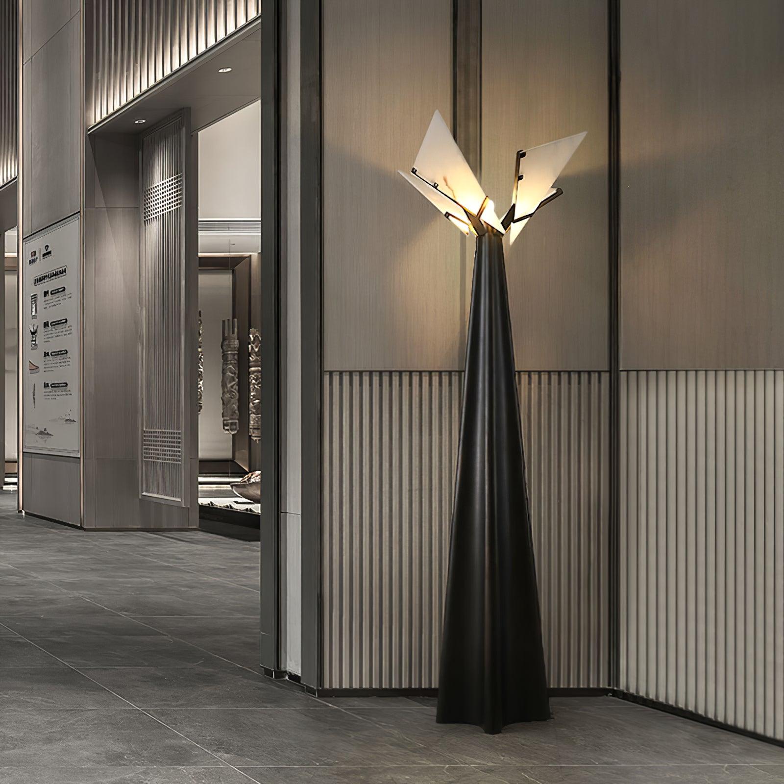 Lampadaire moderne Galin en Albâtre Noir et blanc