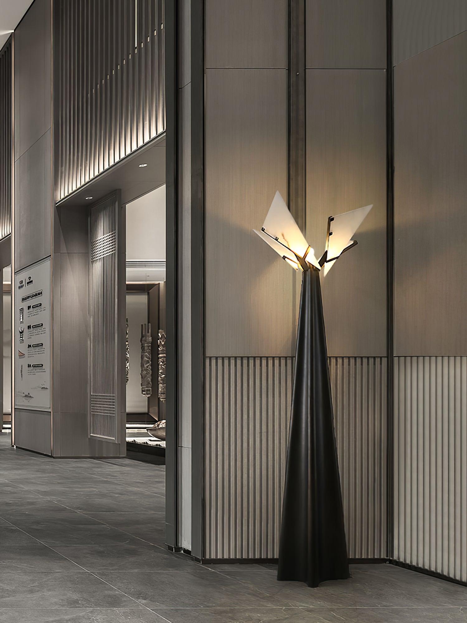 Lampadaire moderne Galin en Albâtre Noir et blanc