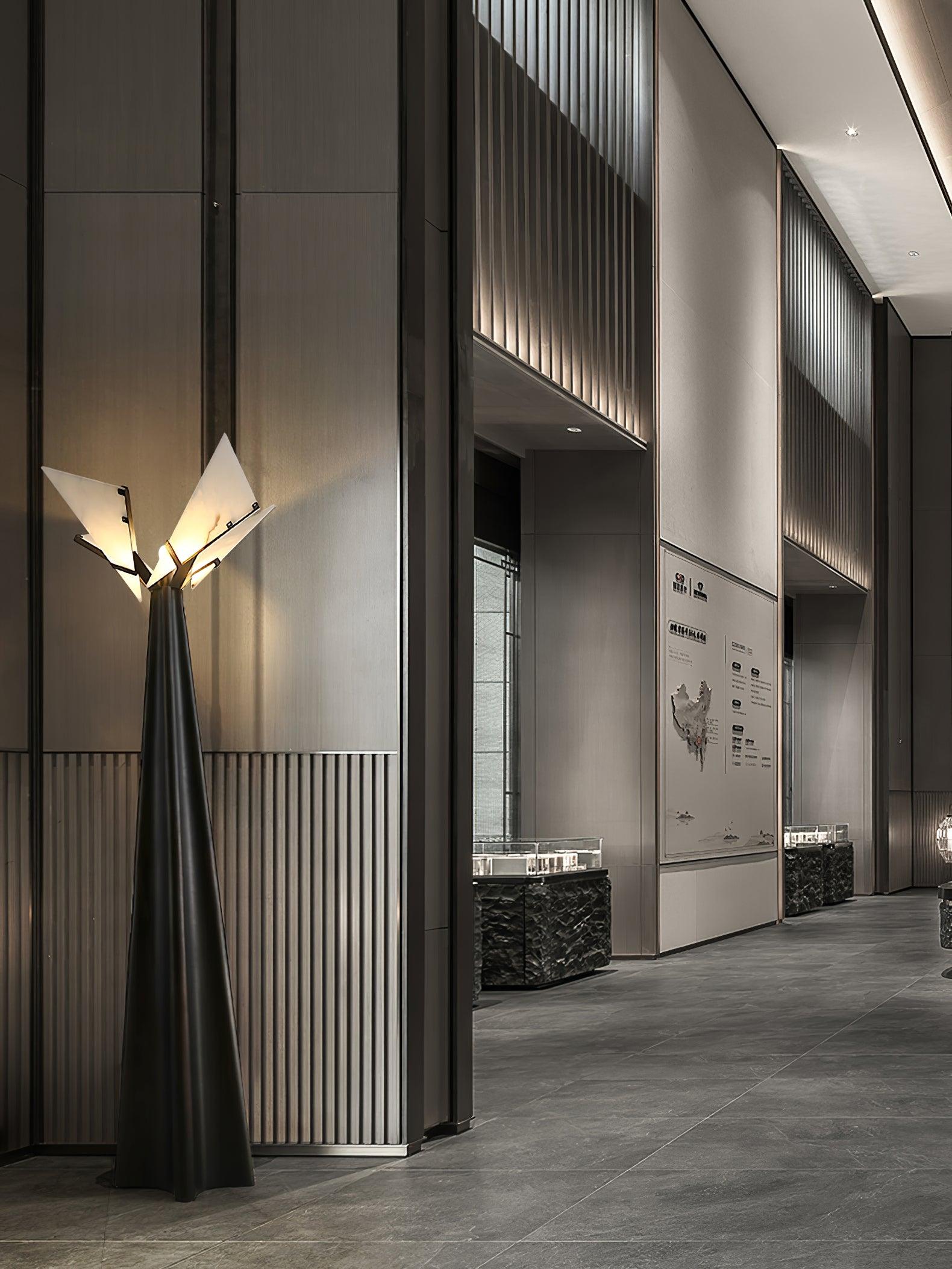 Lampadaire moderne Galin en Albâtre Noir et blanc