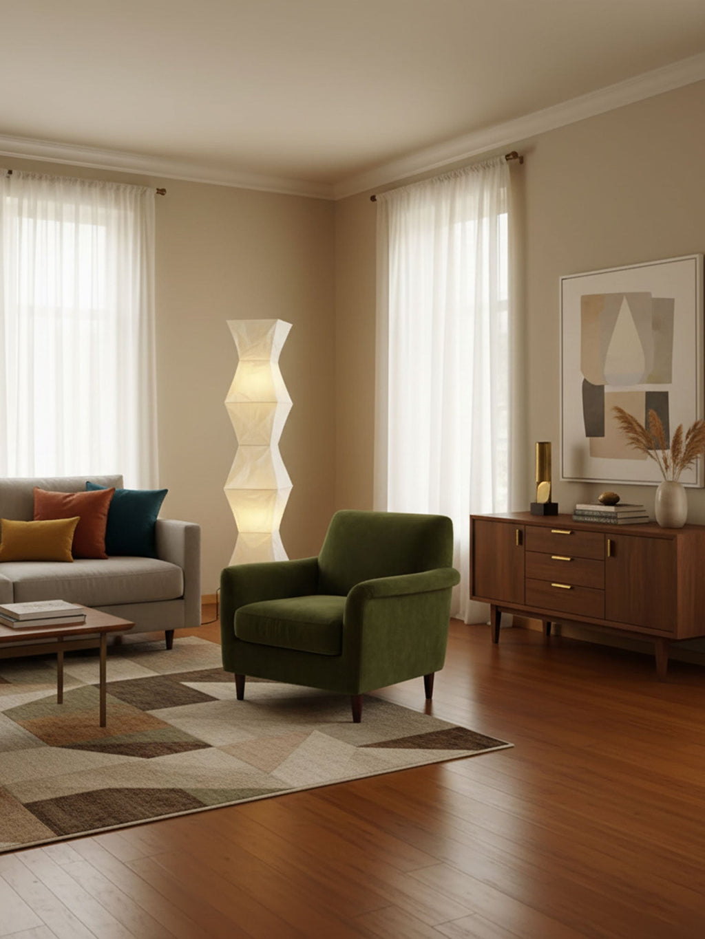 Lampadaire moderne Cyril en papier Blanc