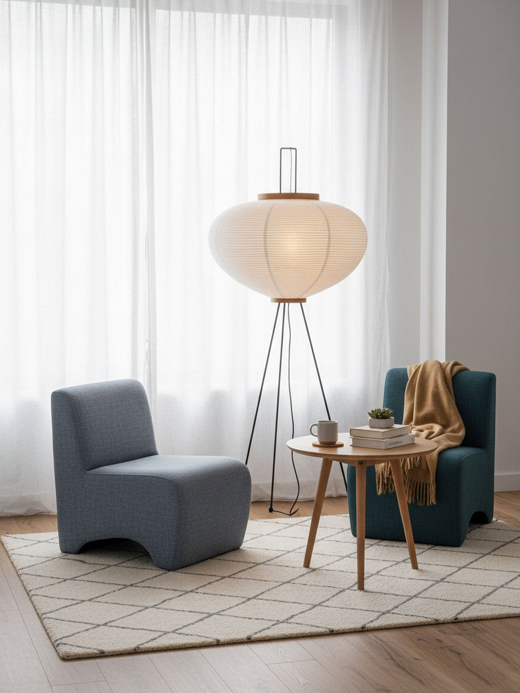 Lampadaire moderne Cyril en papier Blanc