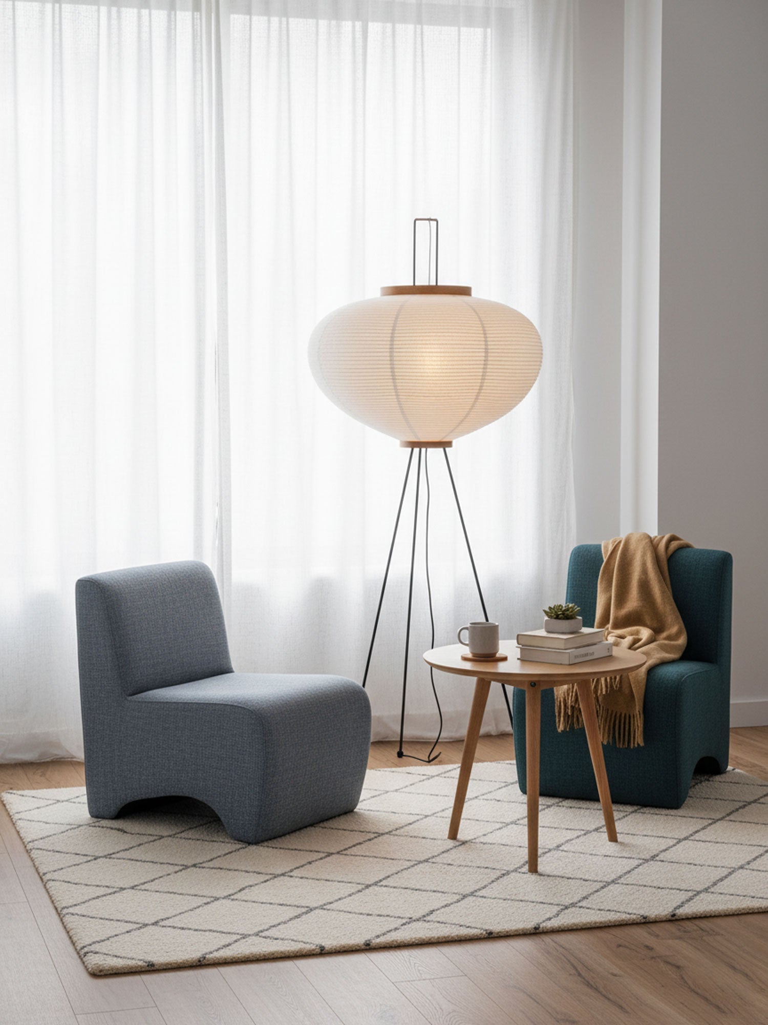 Lampadaire moderne Cyril en papier Blanc