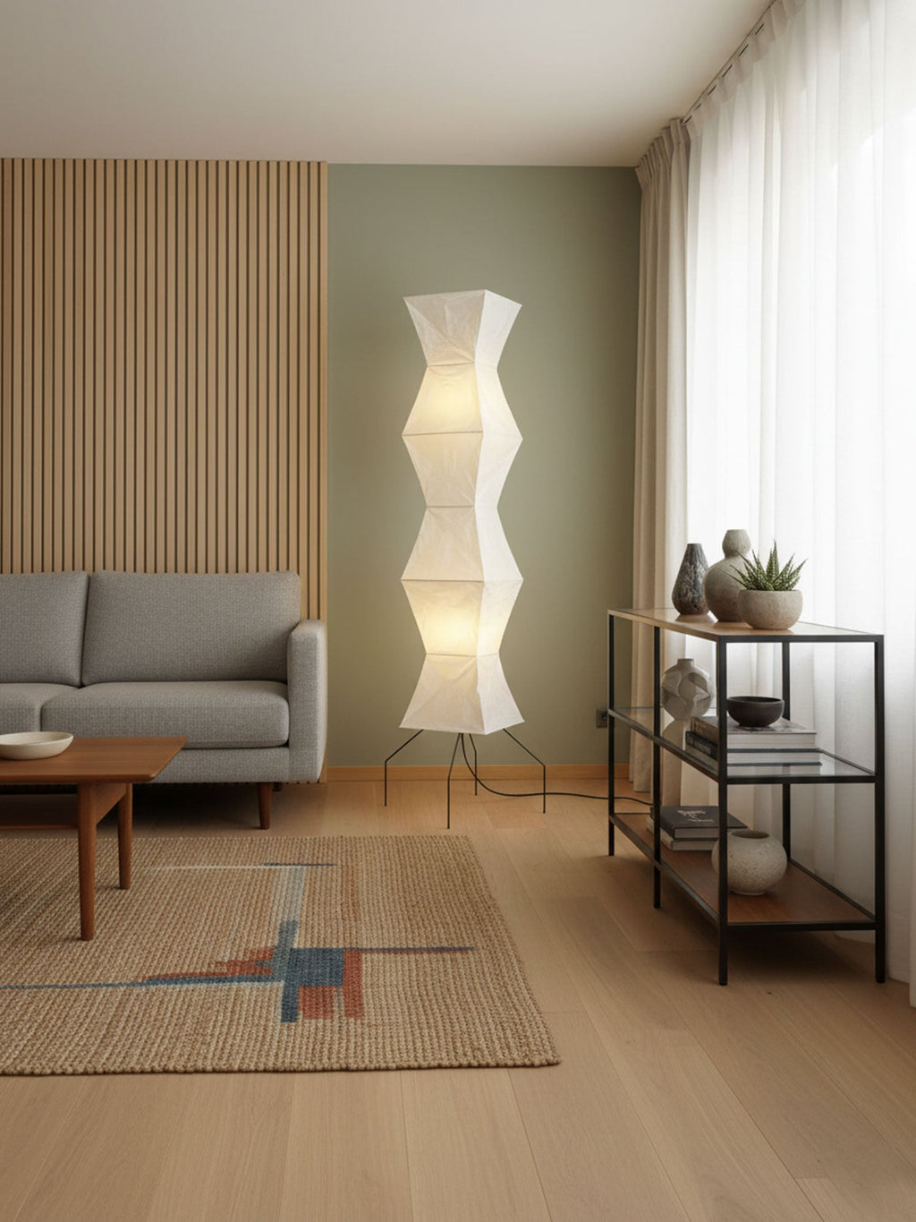 Lampadaire moderne Cyril en papier Blanc