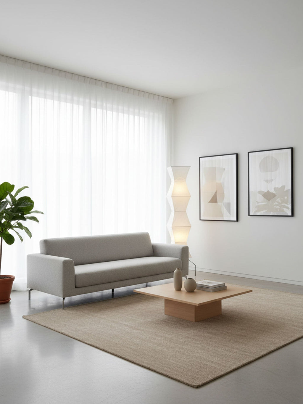 Lampadaire moderne Cyril en papier Blanc