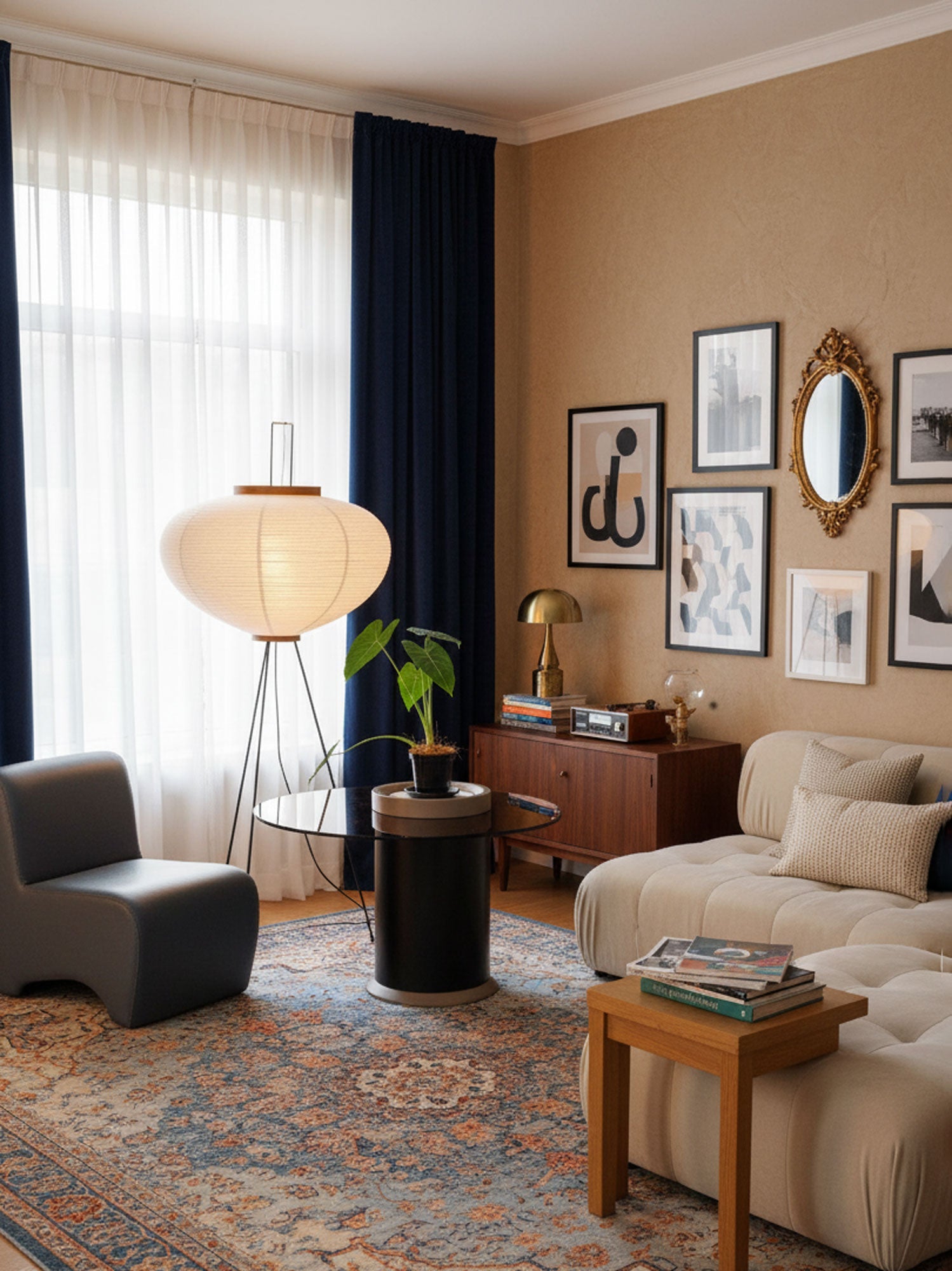 Lampadaire moderne Cyril en papier Blanc
